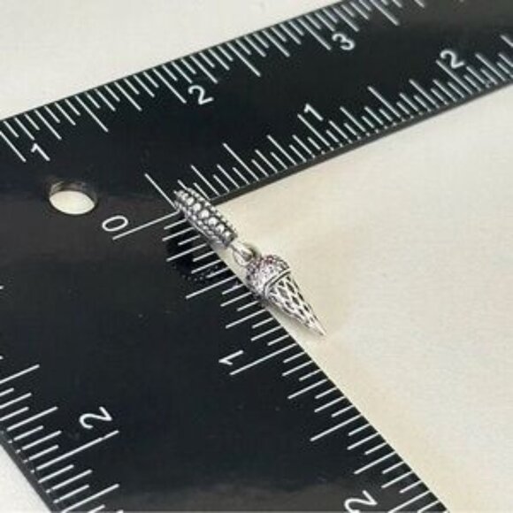 Pandora Ice Cream Cone Pink & Clear Sparkly CZ Dangle Bead Charm - Picture 4 of 4